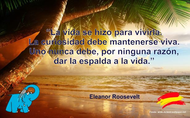 La vida se hizo para vivirla. La curiosidad debe mantenerse viva. Uno nunca debe, por ninguna razón, dar la espalda a la vida.